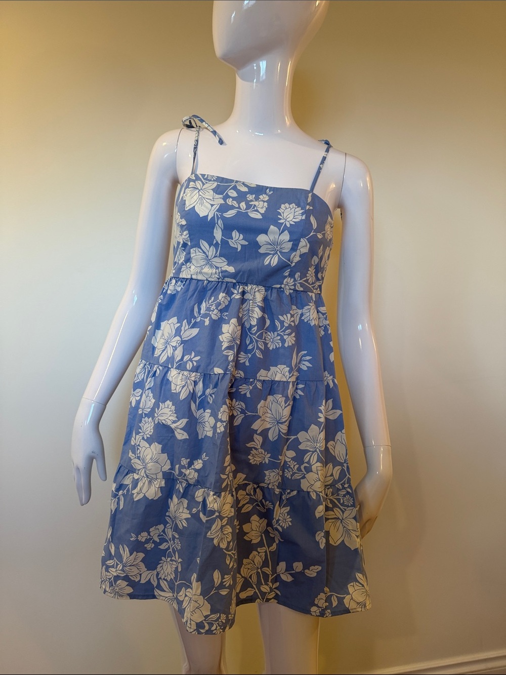 Wild Skye Blue White Floral Tiered Sundress XS